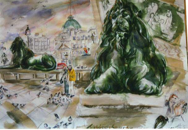 Painting of Trafalgar Square by Lucille Cranwell
